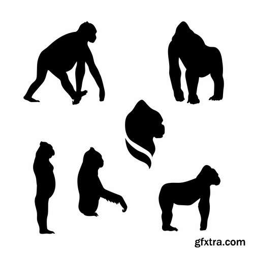 Collection of vector silhouettes of animals picture logo business company 25 EPS