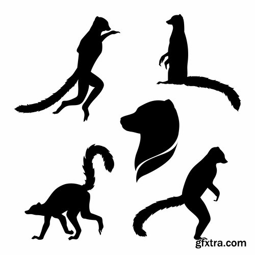 Collection of vector silhouettes of animals picture logo business company 25 EPS