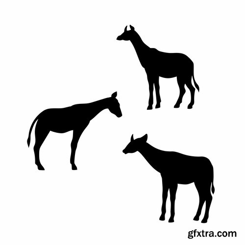 Collection of vector silhouettes of animals picture logo business company 25 EPS