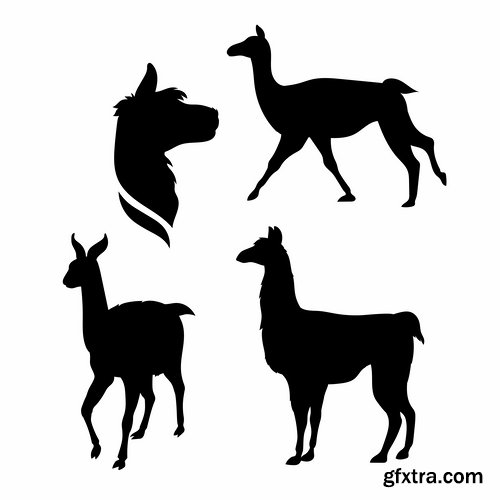 Collection of vector silhouettes of animals picture logo business company 25 EPS