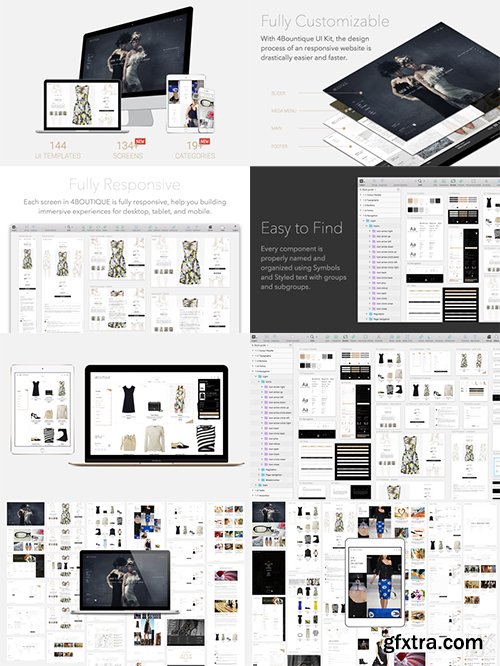 CreativeMarket 4Boutique Ecommerce UI KIT Sketch 482405