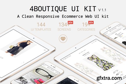 CreativeMarket 4Boutique Ecommerce UI KIT Sketch 482405