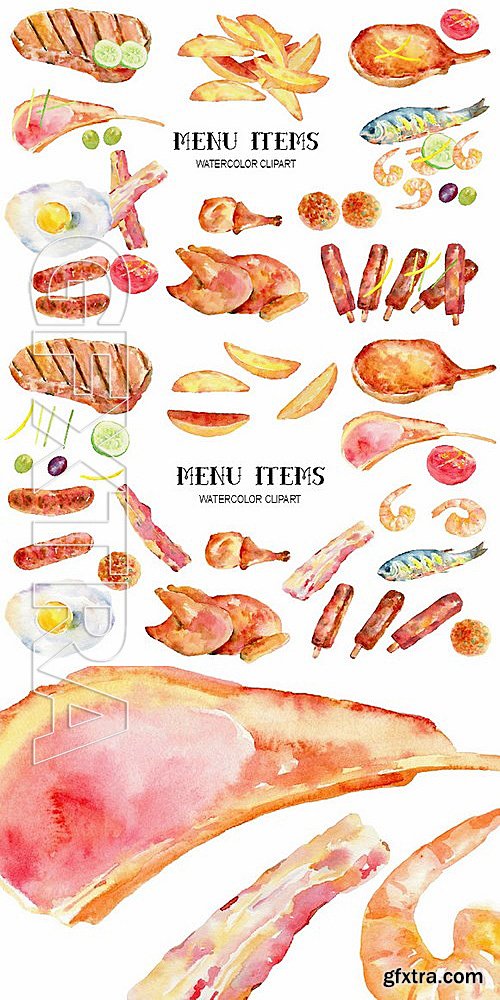 CM - Watercolor Clipart Menu Items 482355