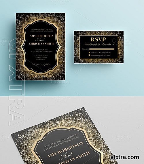 CM - Gold Glitter Wedding Invitation 482127