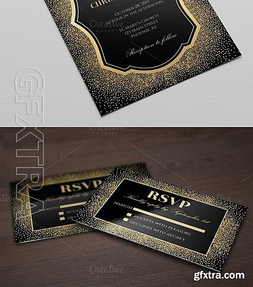 CM - Gold Glitter Wedding Invitation 482127