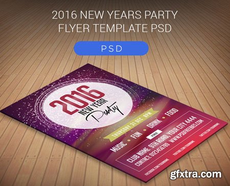 2016 New Year Party Flyer Template PSD