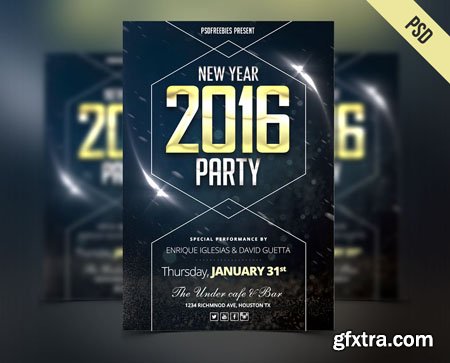 New Year 2016 Party Flyer PSD Template