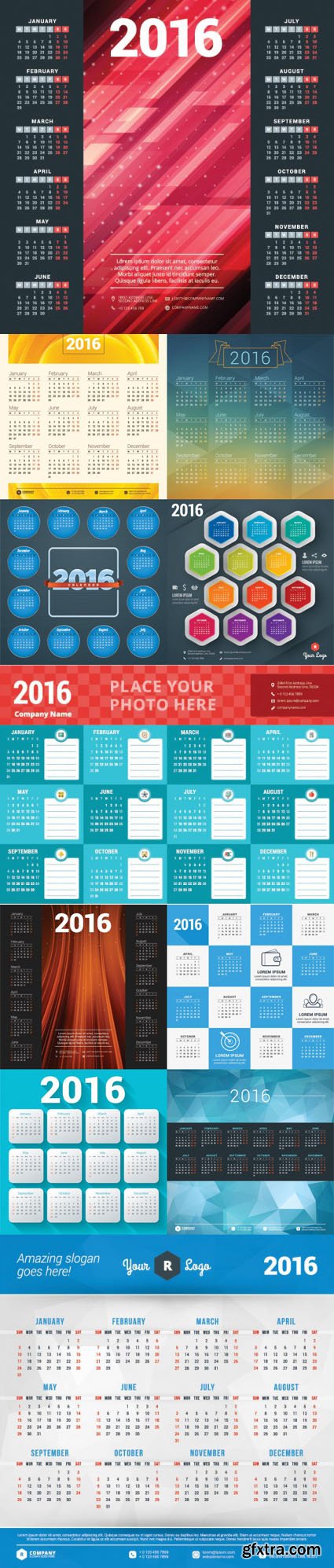 2016 New Year Calendars in Vector [Vol.1]