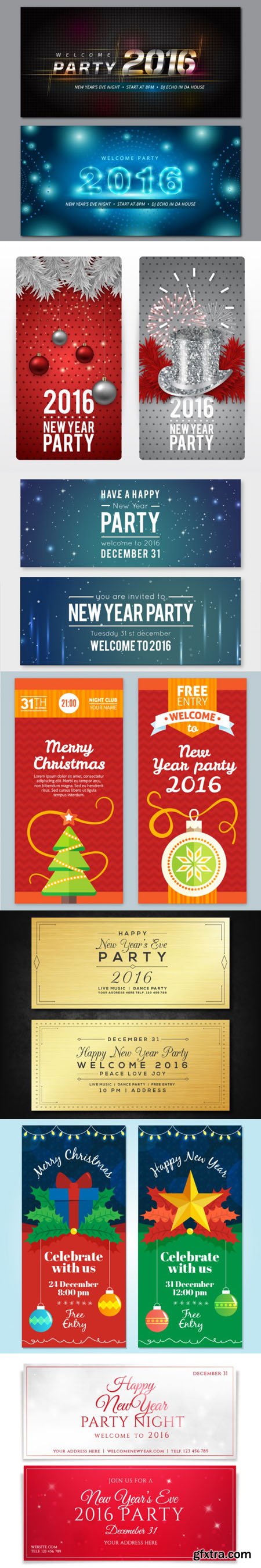 New Year 2016 Party Banners in Vector