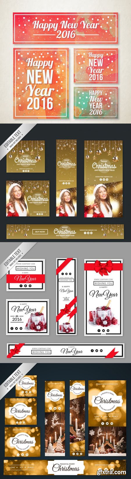 New Year 2016 Stationery Templates in Vector