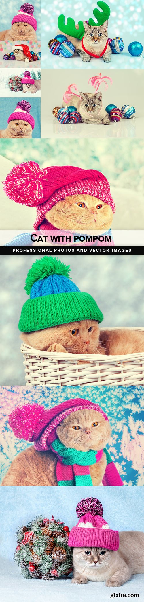 Cat with pompom