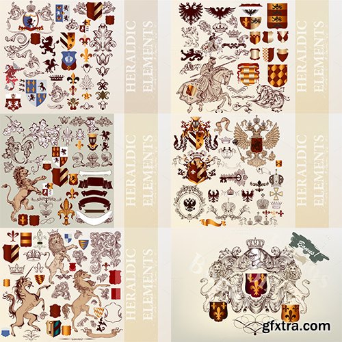 CreativeMarket Bundle Of Vintage Heraldic Elements 481160