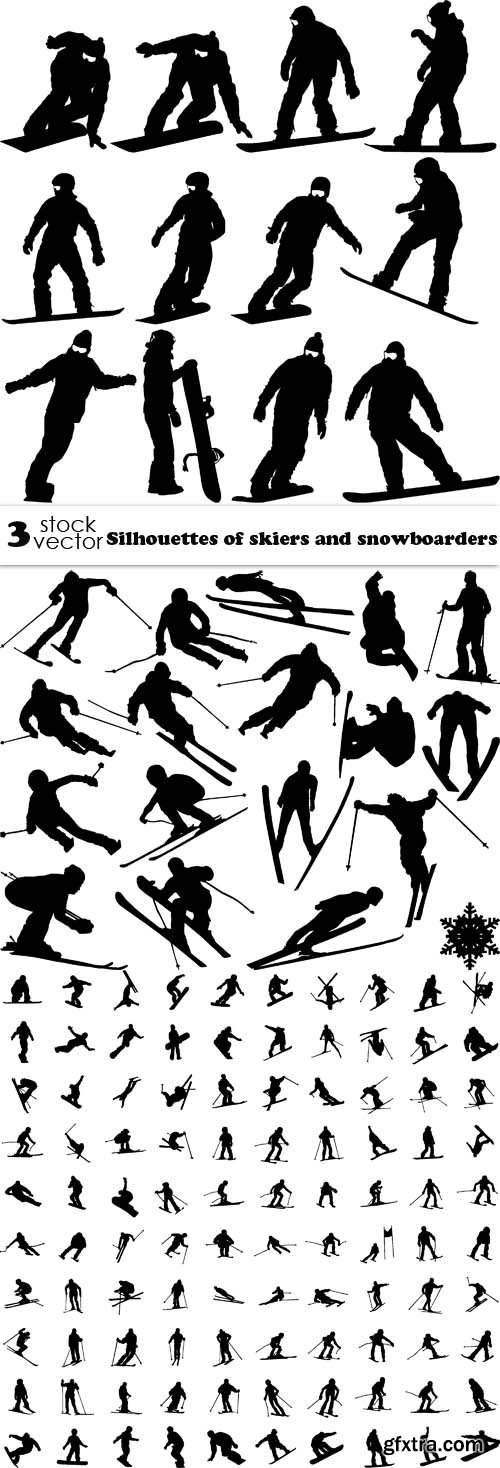 Vectors - Silhouettes of skiers and snowboarders