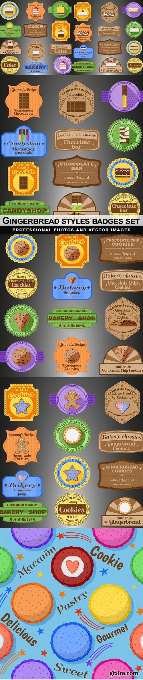 Gingerbread styles badges set