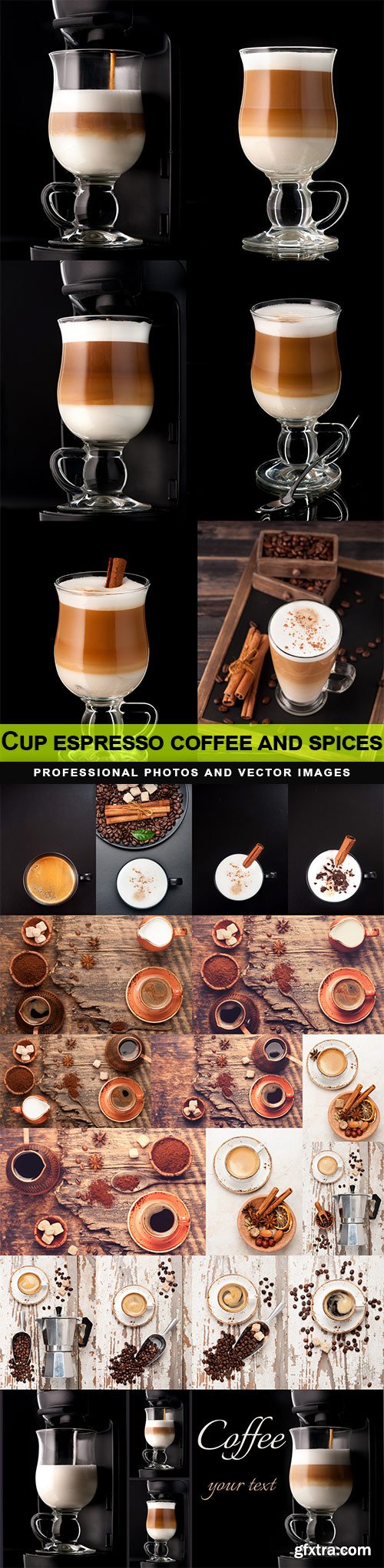 Cup espresso coffee and spices