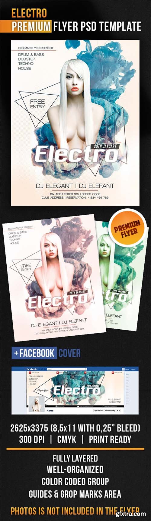 Electro – Flyer PSD Template + Facebook Cover