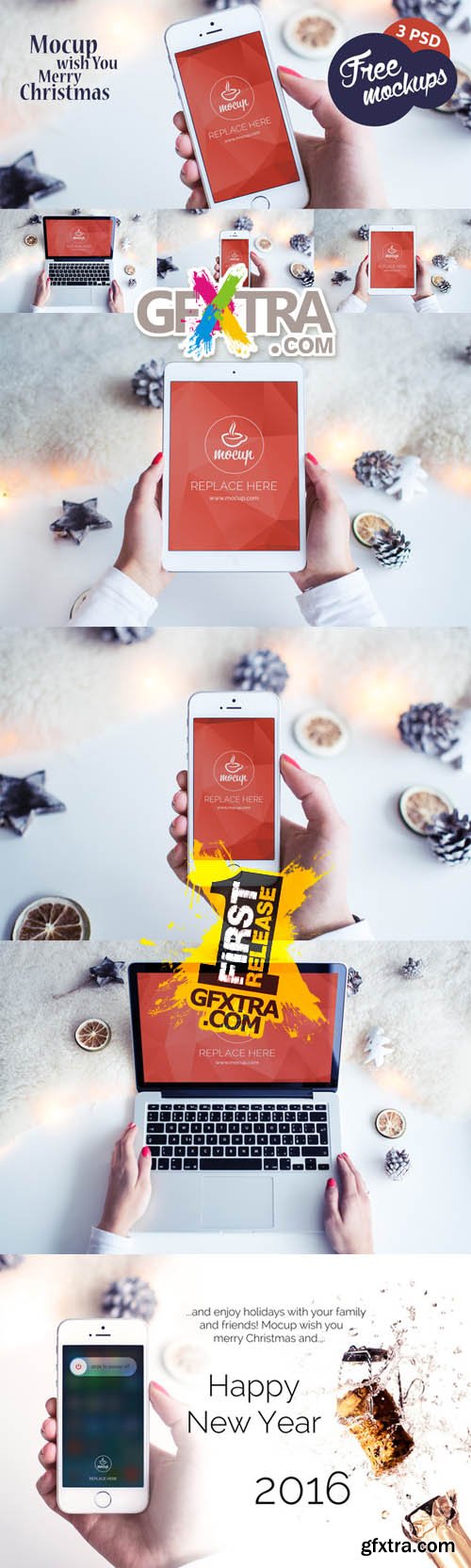 3 PSD+GIFT Mockups White Christmas