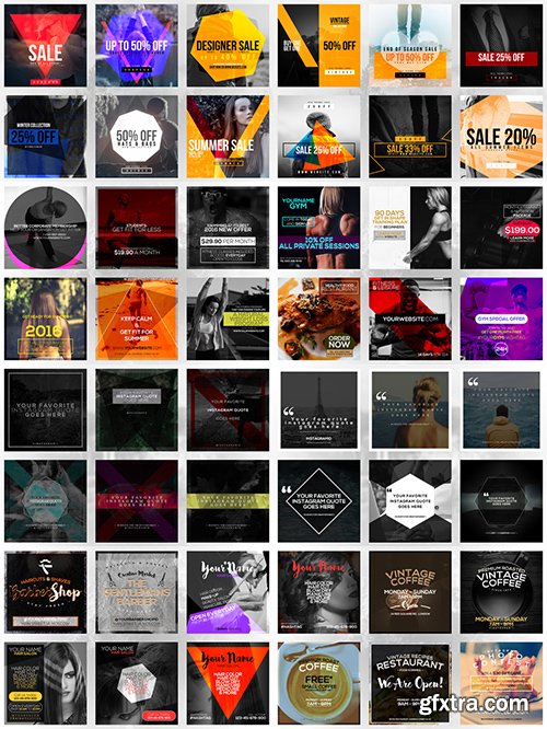 CreativeMarket 60 Instagram Templates Bundle 483862