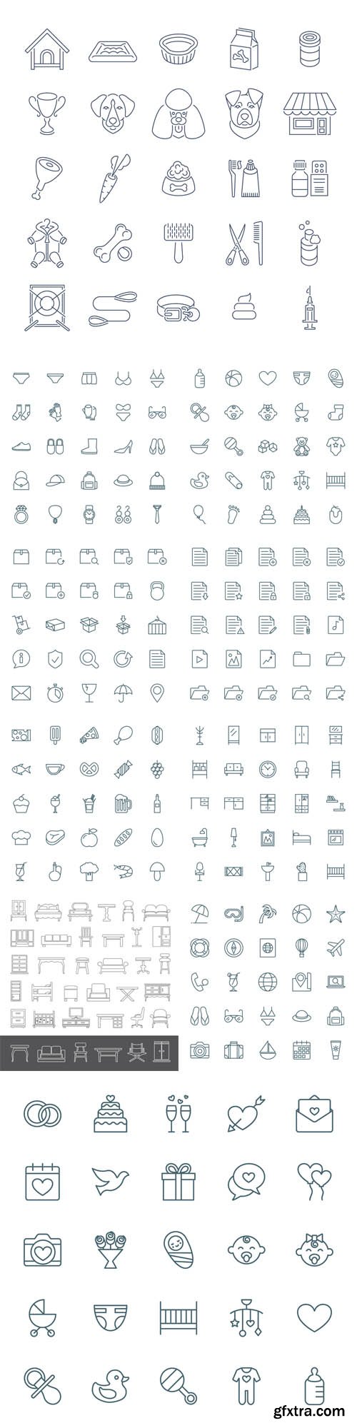 Different Line Icons Vector Collection 10 EPS