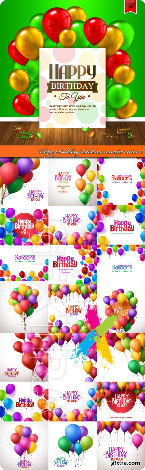 Happy birthday balloons concept vector 3