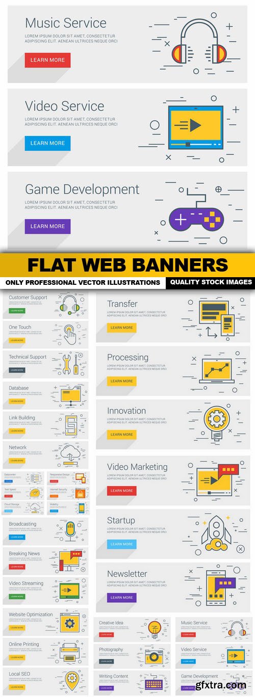 Flat Web Banners - 10 Vector