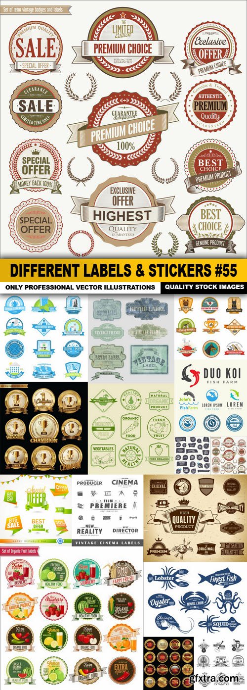 Different Labels &amp; Stickers #55 - 15 Vector