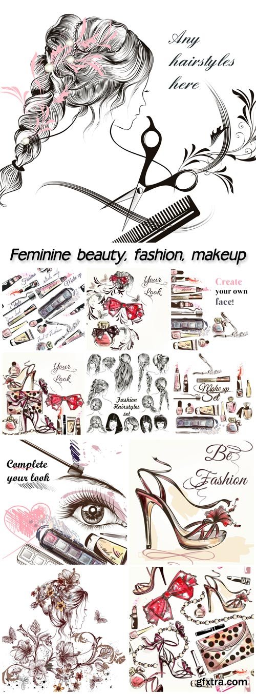 Female beauty, fashion, makeup