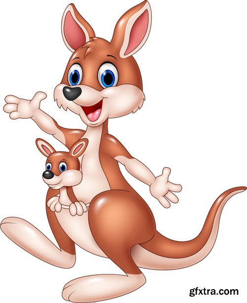 Cartoon animals vector, rabbit, squirrel, monkey