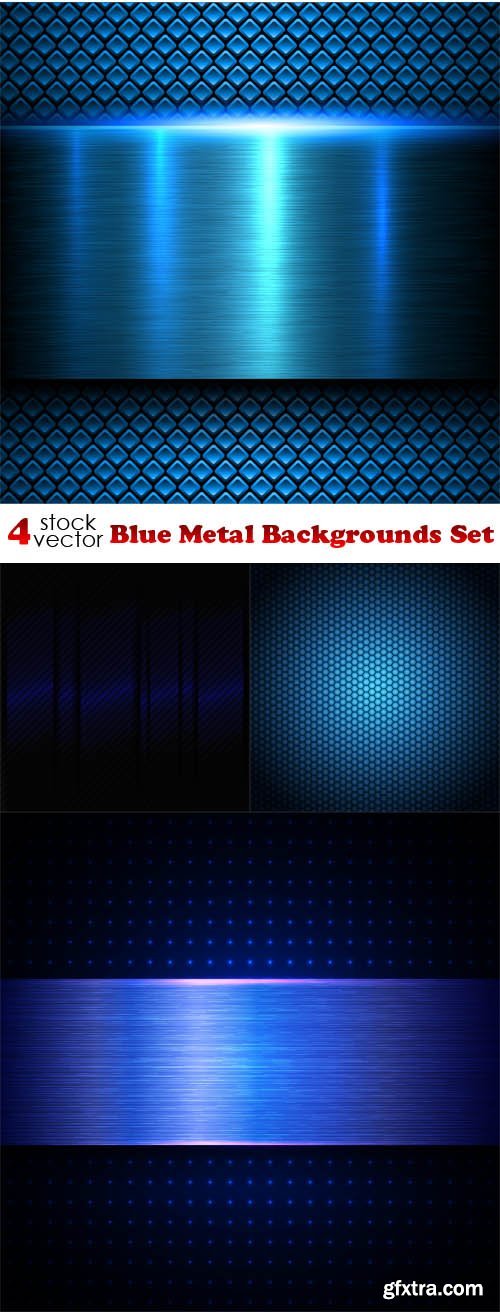 Vectors - Blue Metal Backgrounds Set