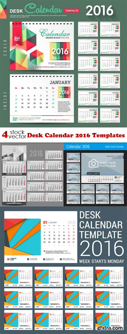 Vectors - Desk Calendar 2016 Templates