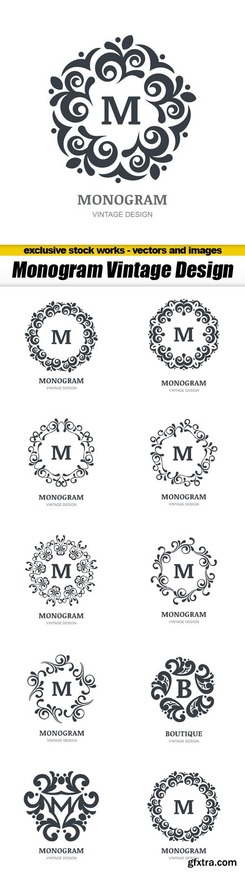 Monogram Vintage Design - 10x EPS