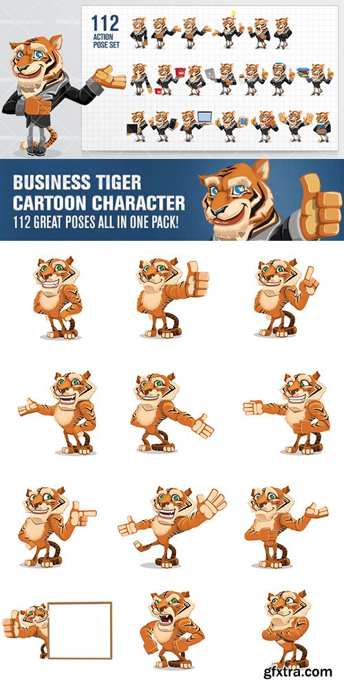 Business Tiger Cartoon Character Ultimate Set