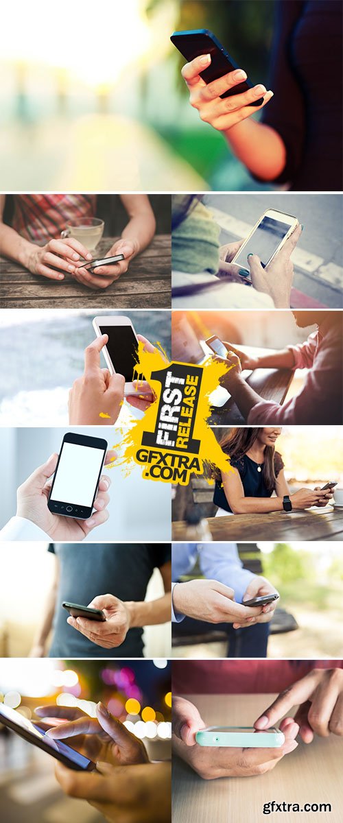 Stock Image People using a smart phone