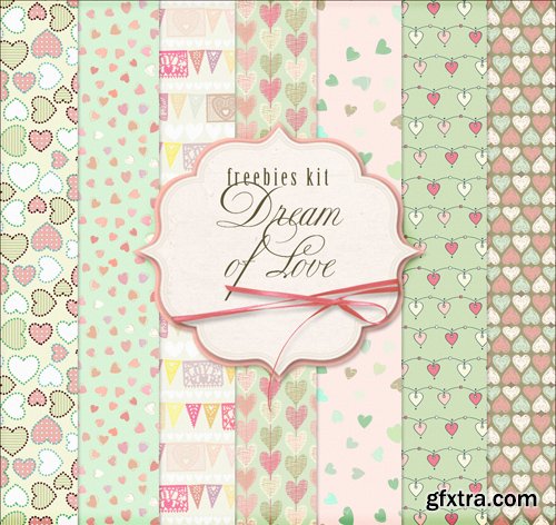 Ornamental Background Textures with Hearts - Dream of Love