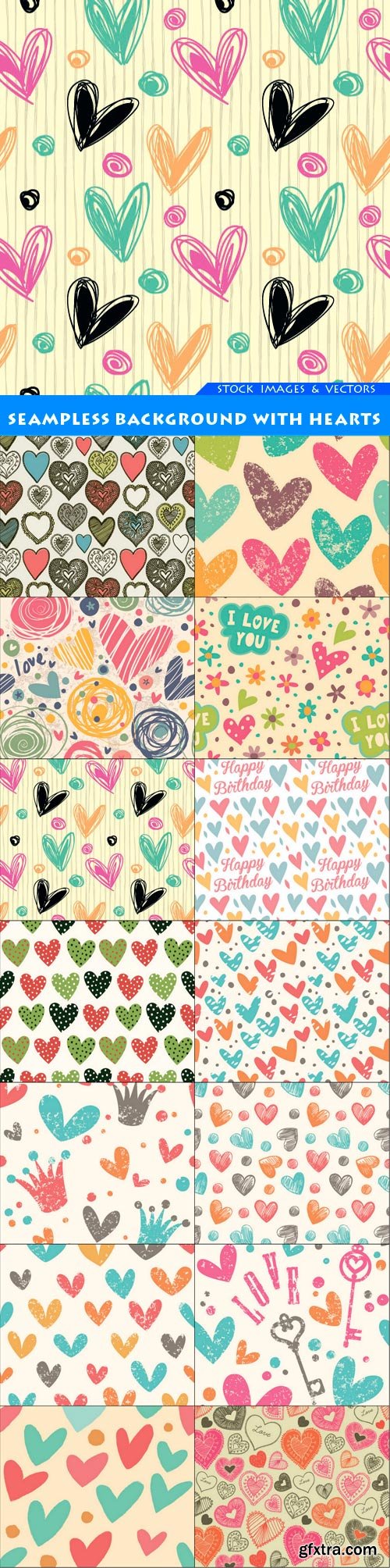 seampless background with hearts 14X EPS