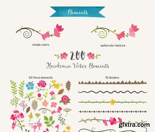 CreativeMarket Watercolor Bundle 486913