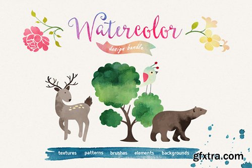 CreativeMarket Watercolor Bundle 486913