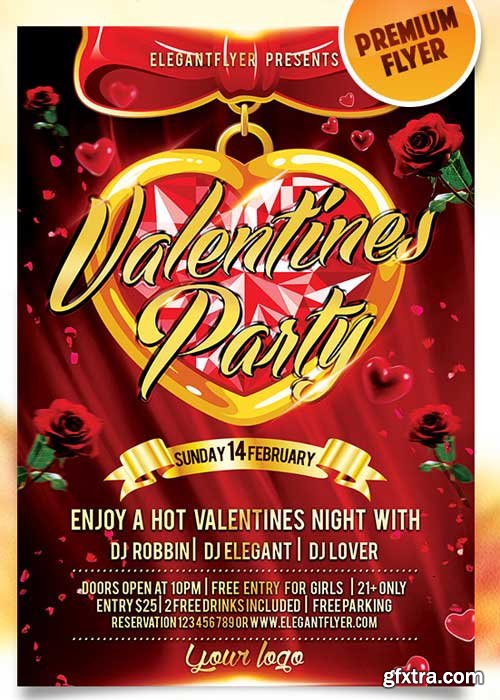 Valentines Day Flyer PSD Template + Facebook Cover