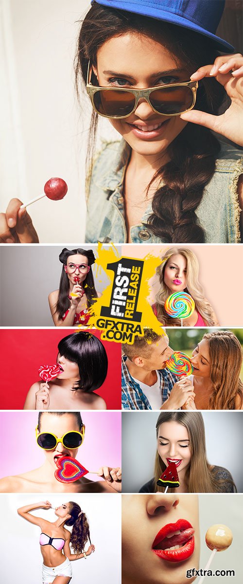 Stock Image Woman sucking lollipop