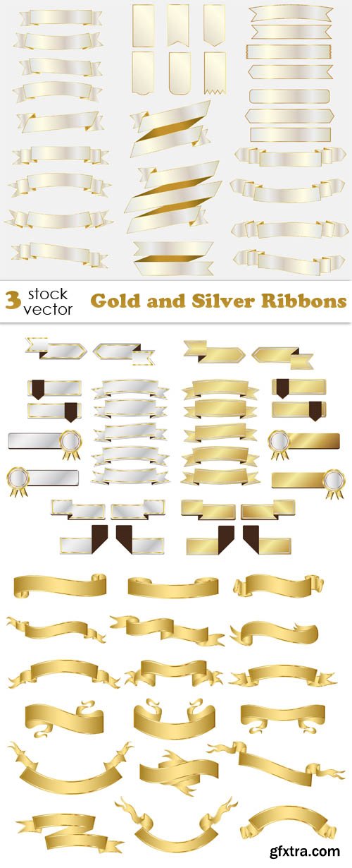 Vectors - Gold and Silver Ribbons