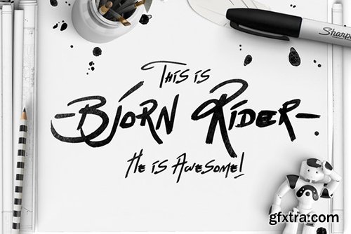 Creativemarket Bjorn Rider Hand Drawn Display Font 491719