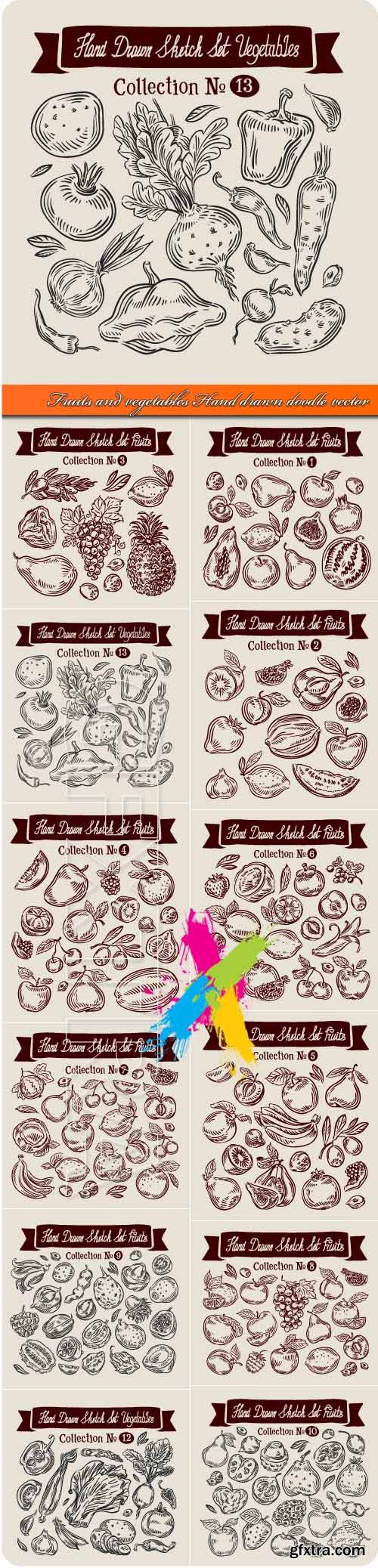 Fruits and vegetables Hand drawn doodle vector