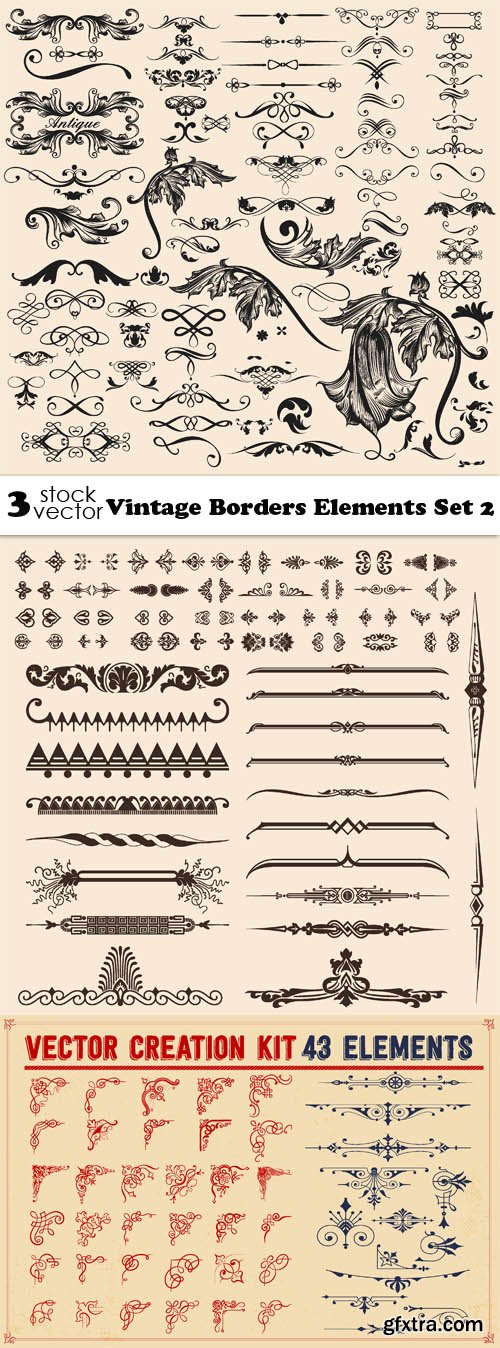 Vectors - Vintage Borders Elements Set 2