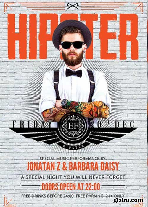 Mister Hipster Night Premium Flyer Template + Facebook Cover