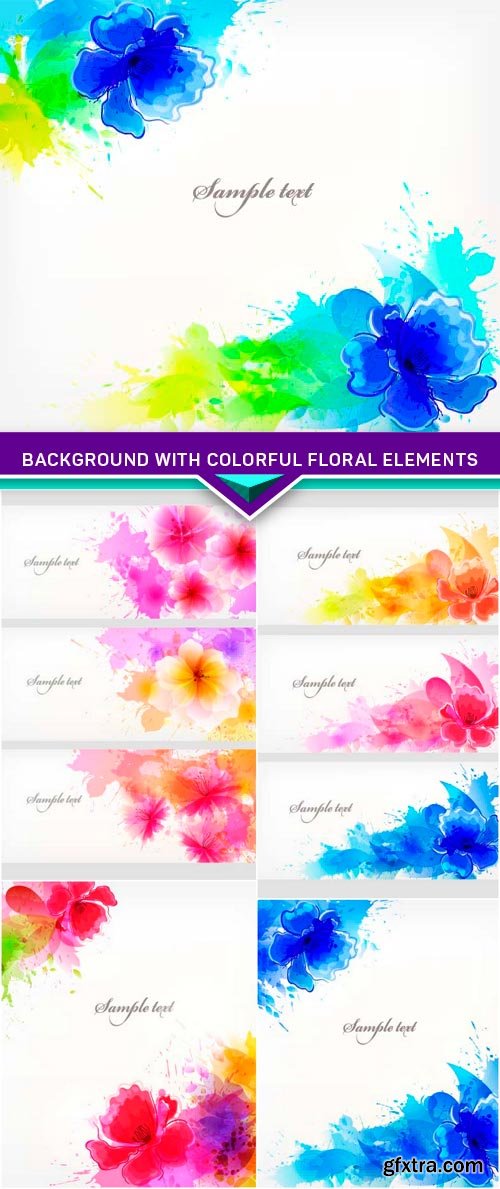 Background with colorful floral elements 5x EPS