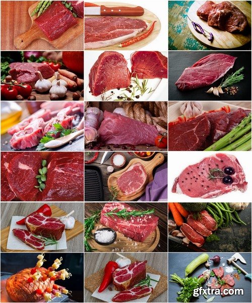 Collection of raw meat beef pork spices 25 HQ Jpeg