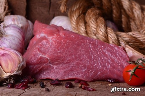 Collection of raw meat beef pork spices 25 HQ Jpeg