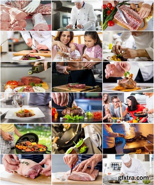 Collection cook prepares meat food kitchen cooking food 25 HQ Jpeg