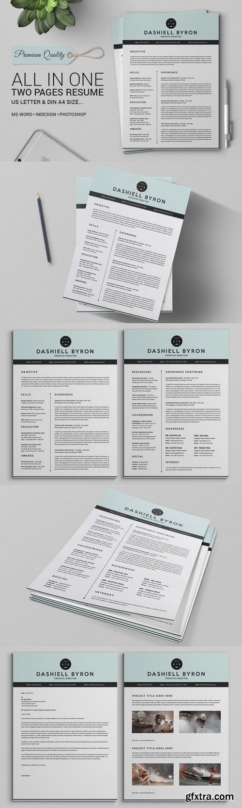 CM - All in One Two Pages Resume Pack 432462