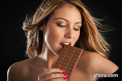 Girl with chocolate bar